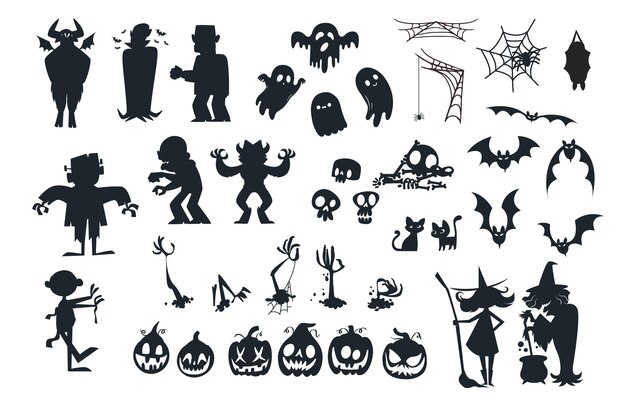 Vector halloween silhouette collectie