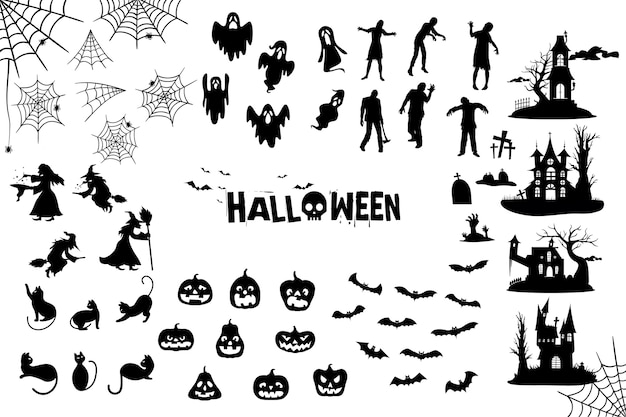 Vector halloween silhouette collection