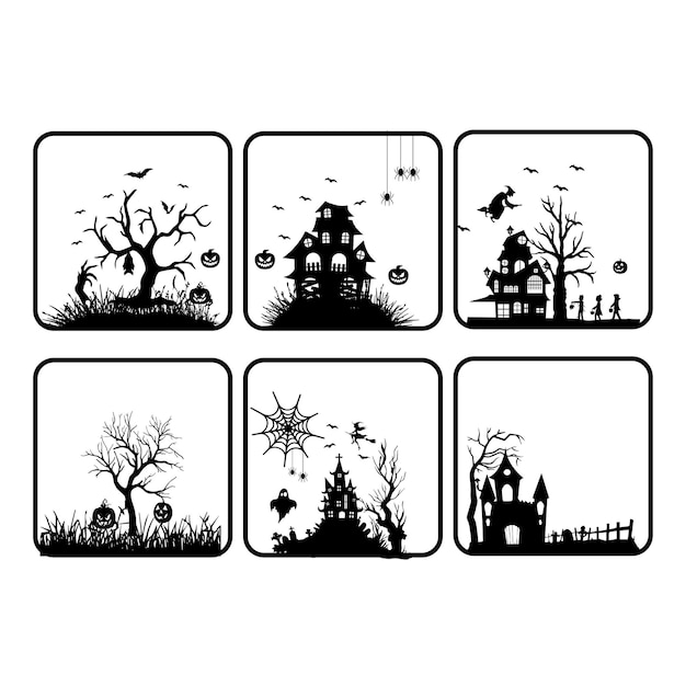 Vettore collezione silhouette di halloween