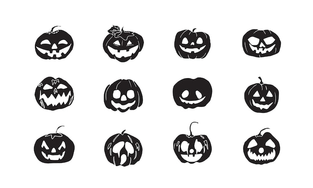 Premium Vector | Halloween silhouette pumpkin set