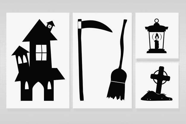 Vector halloween silhouetten iconen set