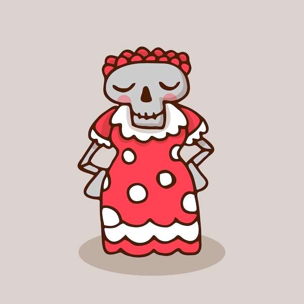 Vettore femmina di scheletro di halloween