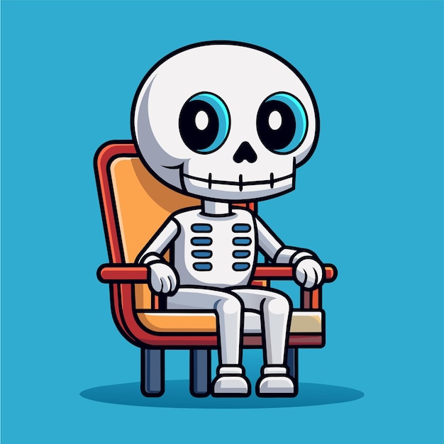 Вектор halloween skeleton skull day of dead hand drawn cartoon character sticker icon concept isolated