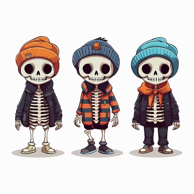 Vector halloween skeletons artistic autumn portrayals ai generation