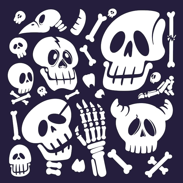 Vector halloween skull and bone doodle art illustration vector