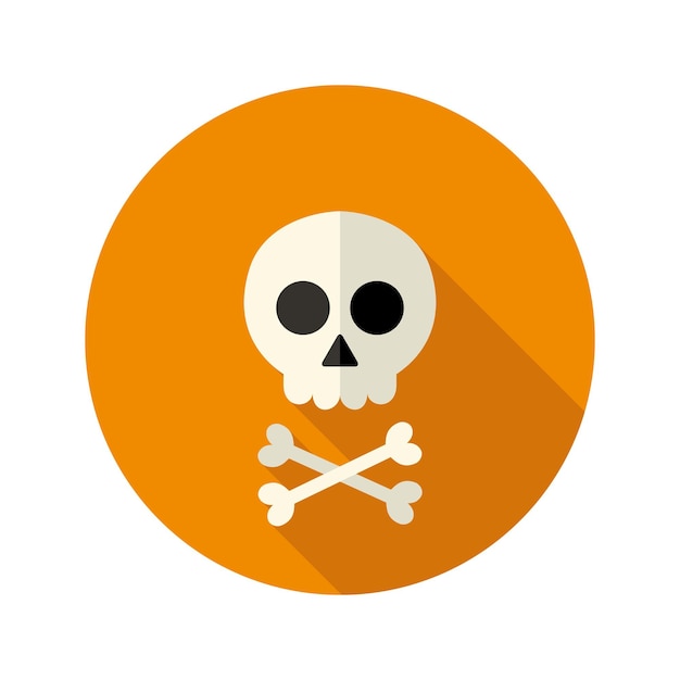 Halloween skull flat circle icon. Vector illustration