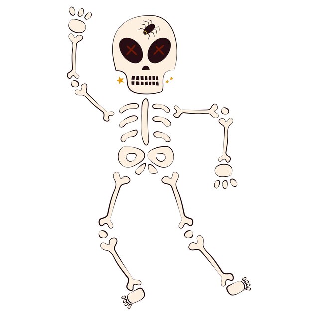 Elemento dell'illustrazione disegnata a mano del cranio di halloween