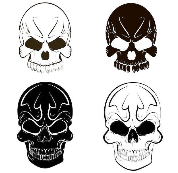 Vector halloween skull icon set