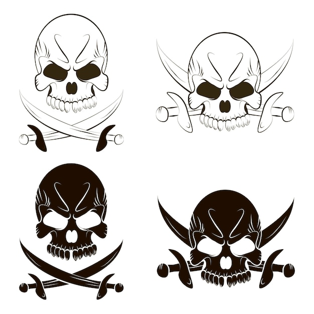 Halloween skull icon set