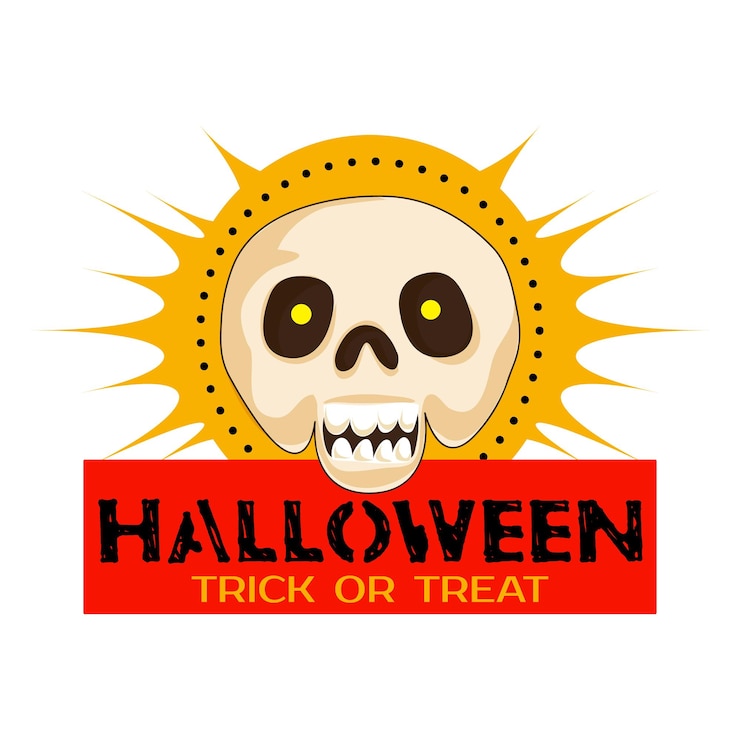 वेक्टर halloween skull party logo cartoon of halloween skull party vector logo for web design isolated on white background