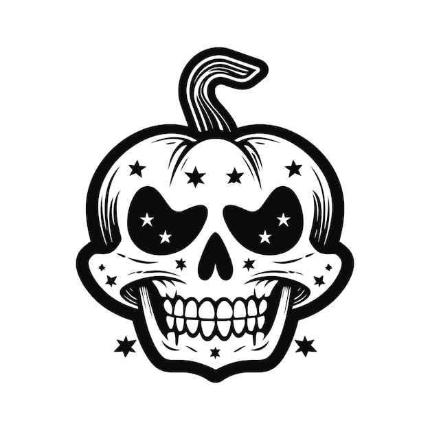 Vector halloween skull pumpkins funny faces autumn holidays vector illustration