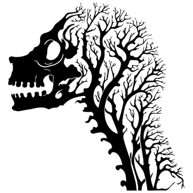 Vettore illustrazione vettoriale della silhouette del cranio di halloween