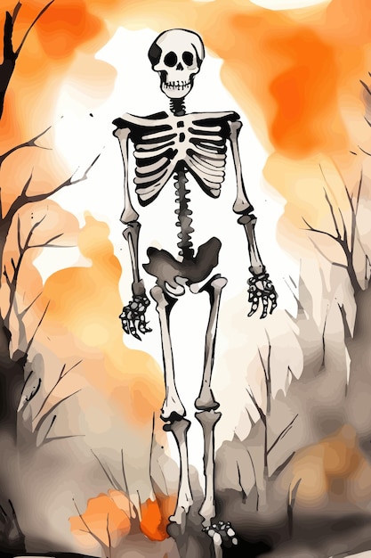 Мультфильм "Скелет черепа на Хэллоуин"