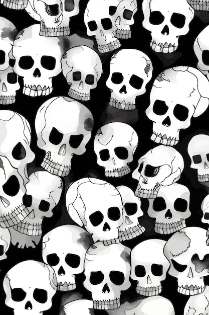 Vector halloween skull skeleton cartoon illustration