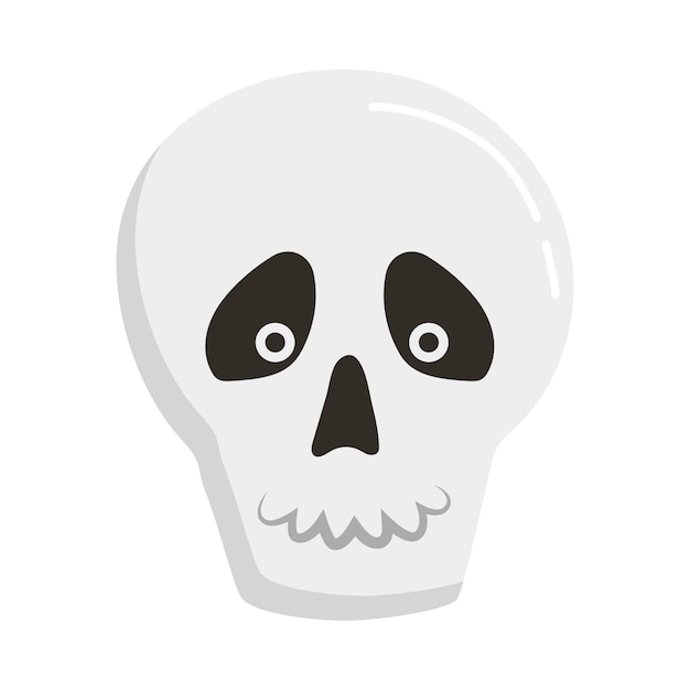 Halloween skull sticker decoration, single object, vector sticker, decoration, dead human body part, creepy skull drawing.