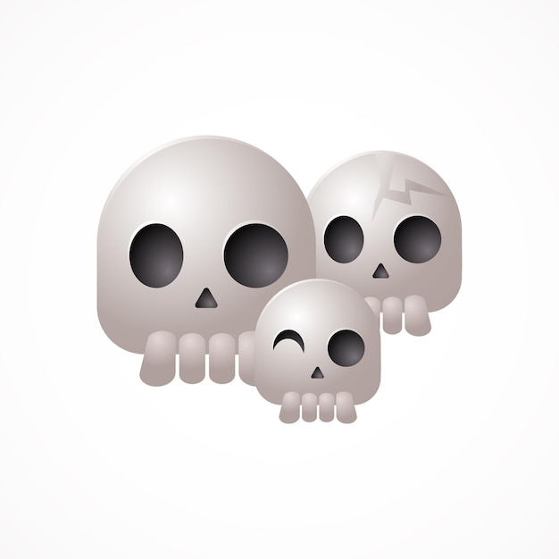 Halloween skull white  3d vector