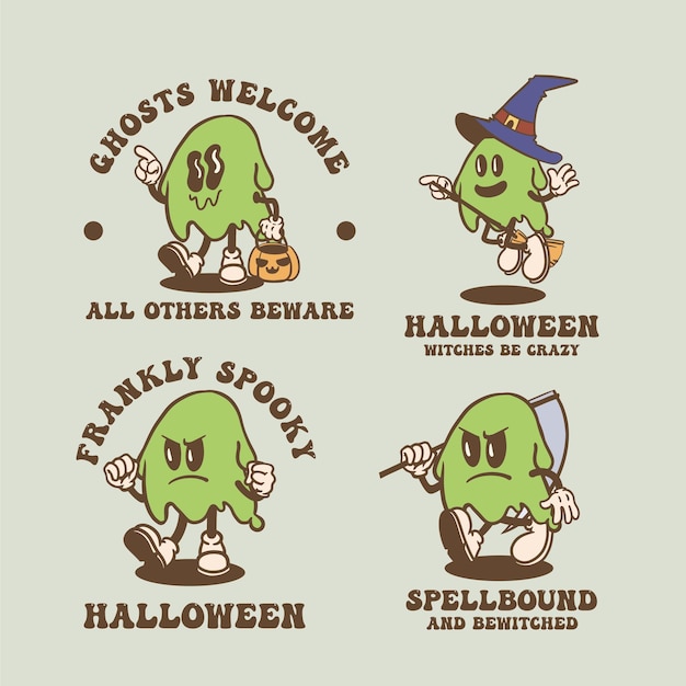 Halloween slime vintage cartoon