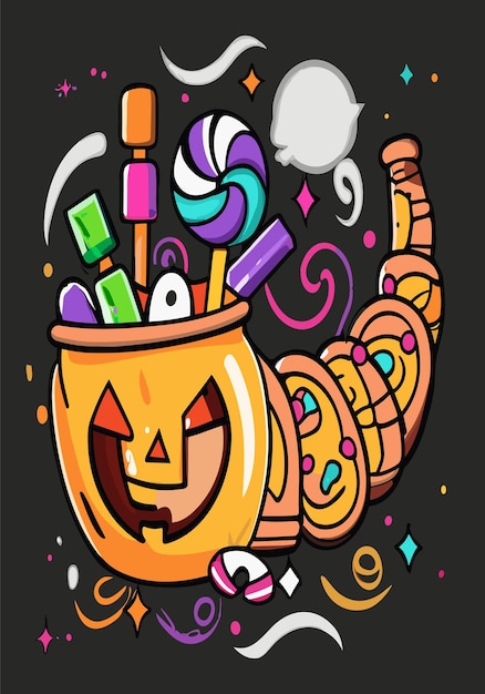 Halloween snoep hoorn des overvloeds Vector Clipart 2D-ontwerp