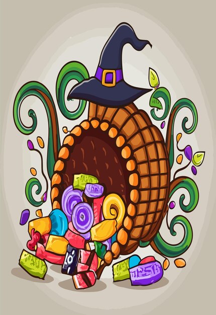 Halloween snoep hoorn des overvloeds Vector Clipart 2D-ontwerp