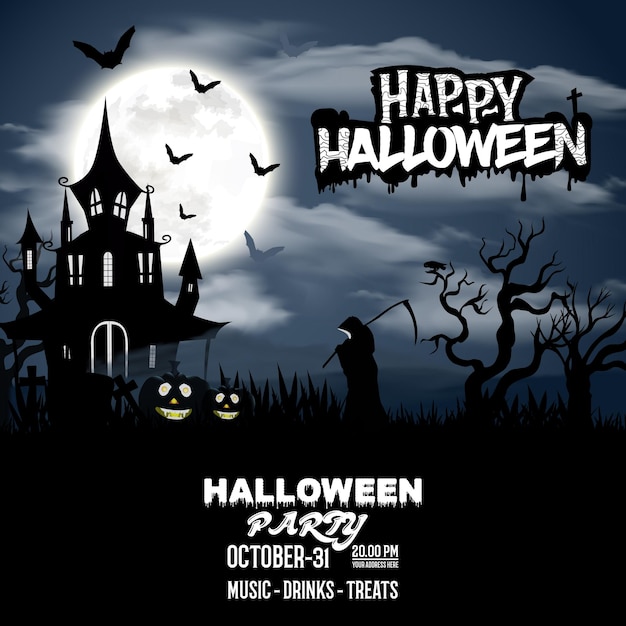 Halloween social media banner design for celebration night party banner