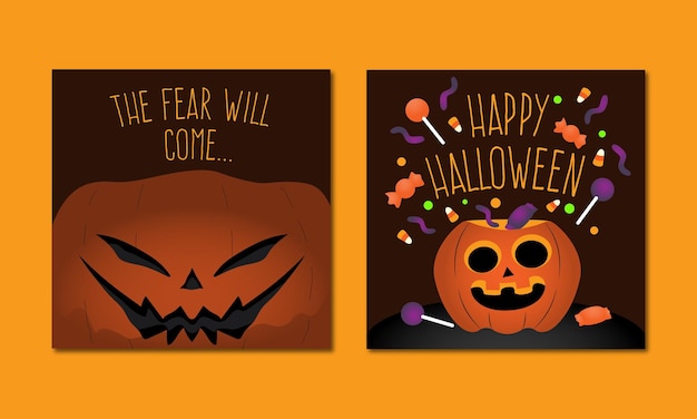 Halloween social media post template with pumpkin design