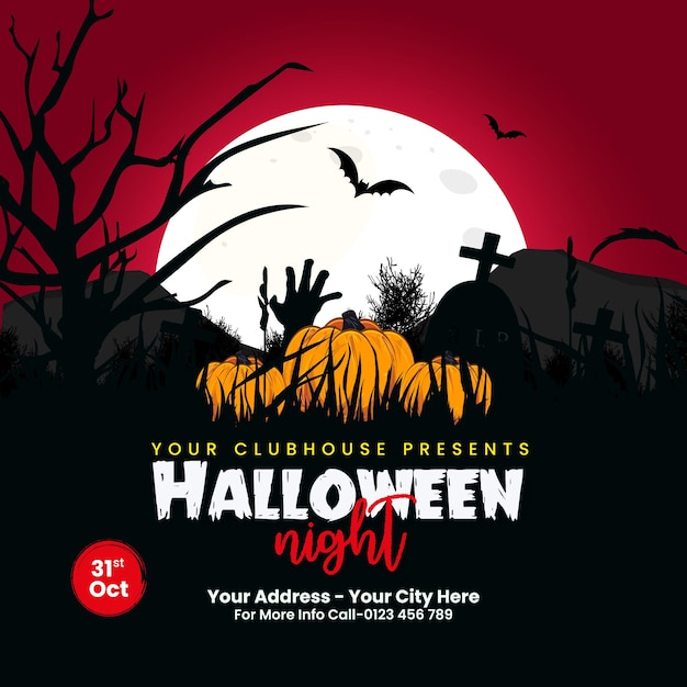 Halloween social media post with Halloween Design Elements