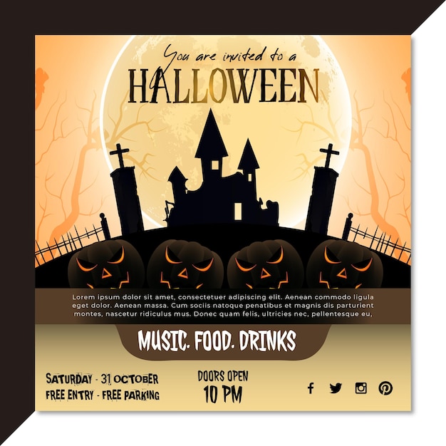 Vector halloween sociale media flyer-sjabloon