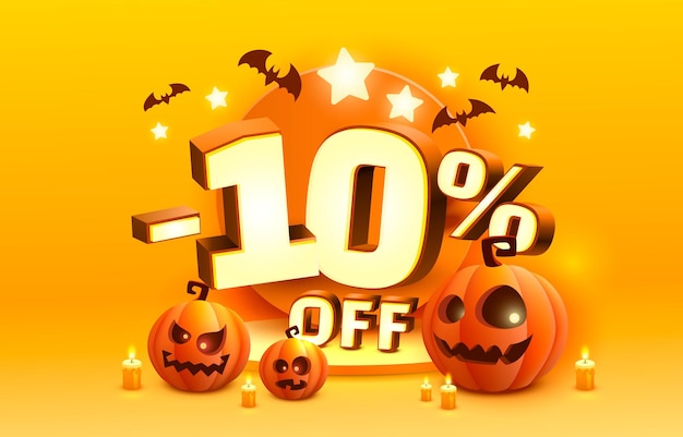 Halloween special 10 off sale banner promotion flyer marketing label Vector