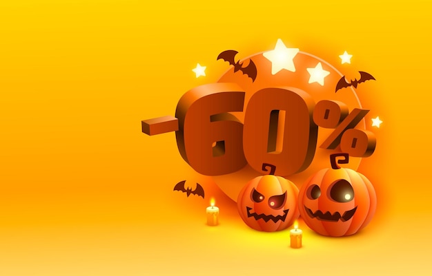 Halloween special 60 off sale banner promotion flyer marketing label vector