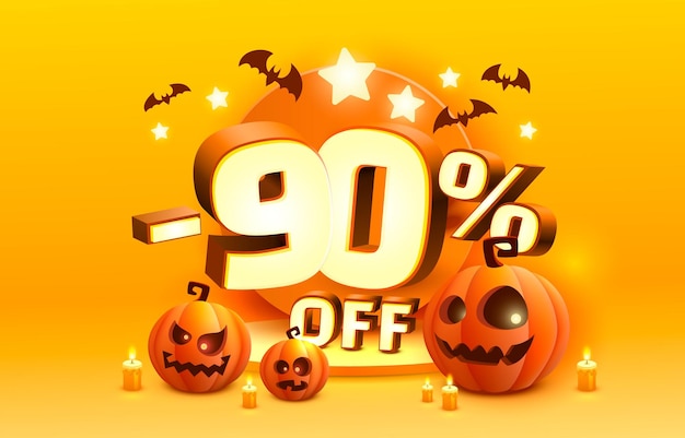 Halloween special 90 off sale banner promotion flyer marketing label vector