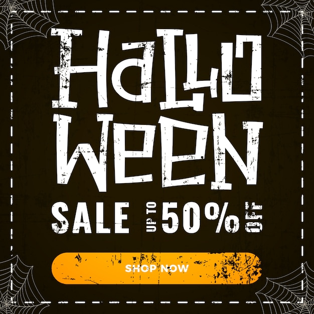 Vector halloween special discount offer banner on dark old scratched