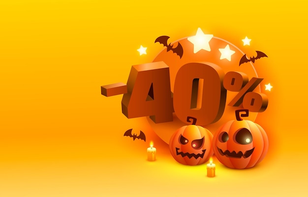 Halloween speciale 40 korting banner promotie flyer marketing label Vector