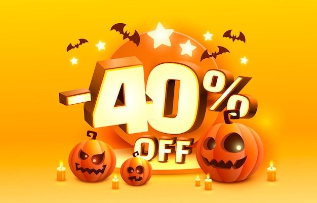 Halloween speciale 40 korting banner promotie flyer marketing label Vector