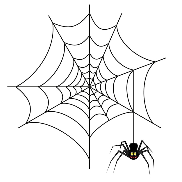 Vector halloween spider on web isolated on white background. vector illustration for halloween design, website, flier, invitation card