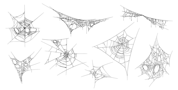 Halloween spider web set spooky tangled cobweb