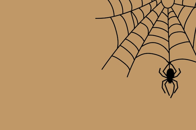 ハロウィーン クモの巣とクモの色の背景ベクトル イラスト