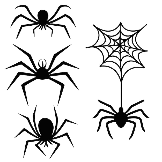 Halloween spider web and spiders Vector background