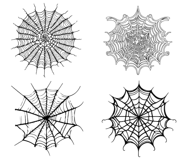 Vector halloween spider web vector art illustration cobweb frames borders scary elements use any art