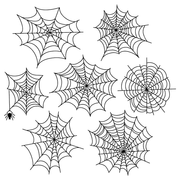 Halloween spider web vector set. Cobweb decoration elements isolated