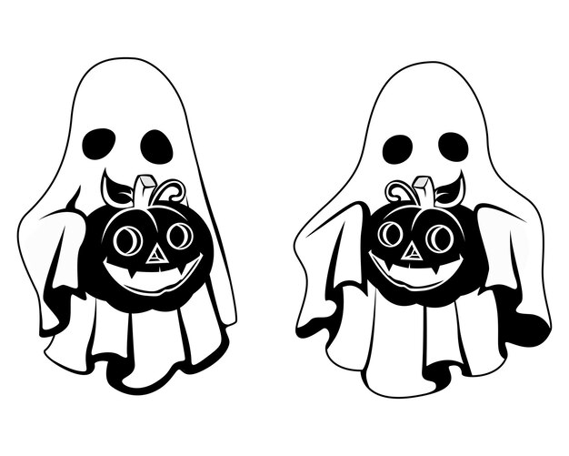Premium Vector | Halloween spirit ghost flies. trick or treat. halloween scary spirit with pumpkin. ghostly Premium Vector | Halloween spirit ghost flies. trick or treat. halloween scary spirit with pumpkin. ghostly