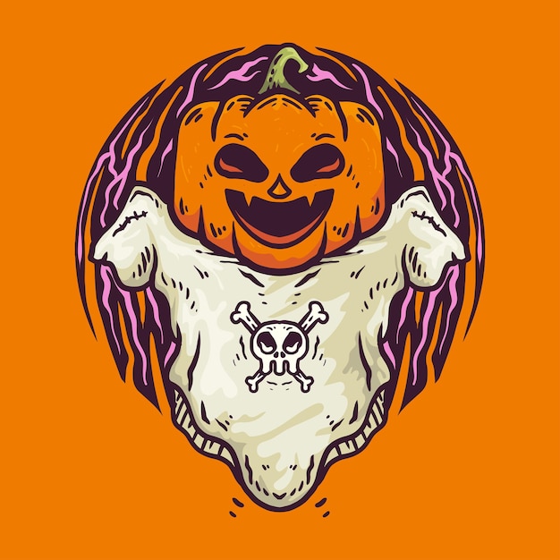 Halloween-spook met illustratie van de pompoenkop