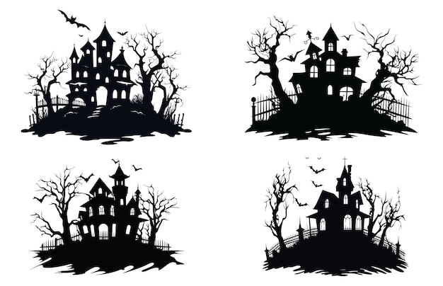 Halloween spookachtig huis Vector Silhouette