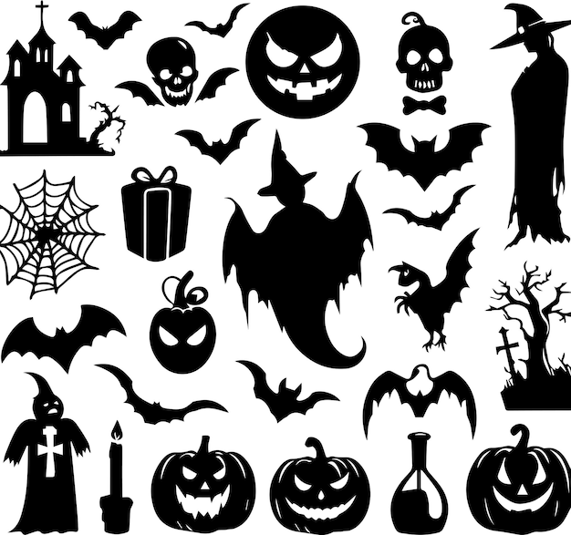 Halloween spookelementen vectorsilhouet 6