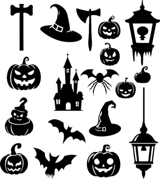 Halloween spookelementen vectorsilhouet 8