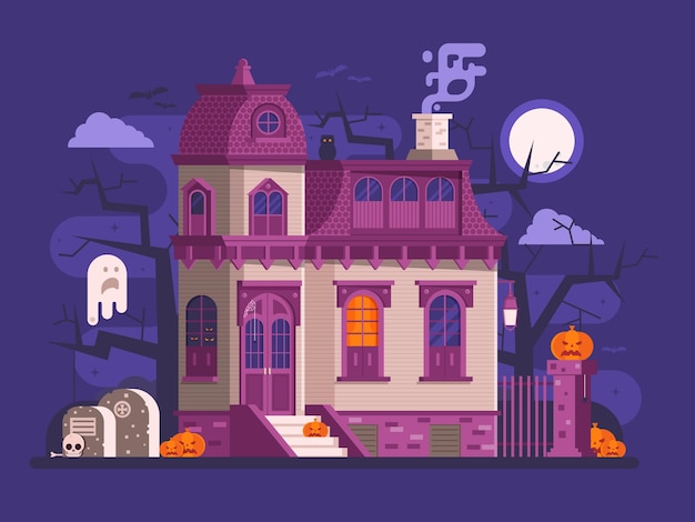 Vector halloween-spookhuisscène