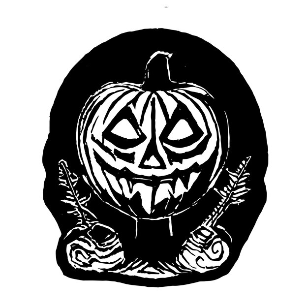 Хэллоуин - самый жуткий день, нарисованный вручную мультфильм, наклейка, иконка, изолированная иллюстрация