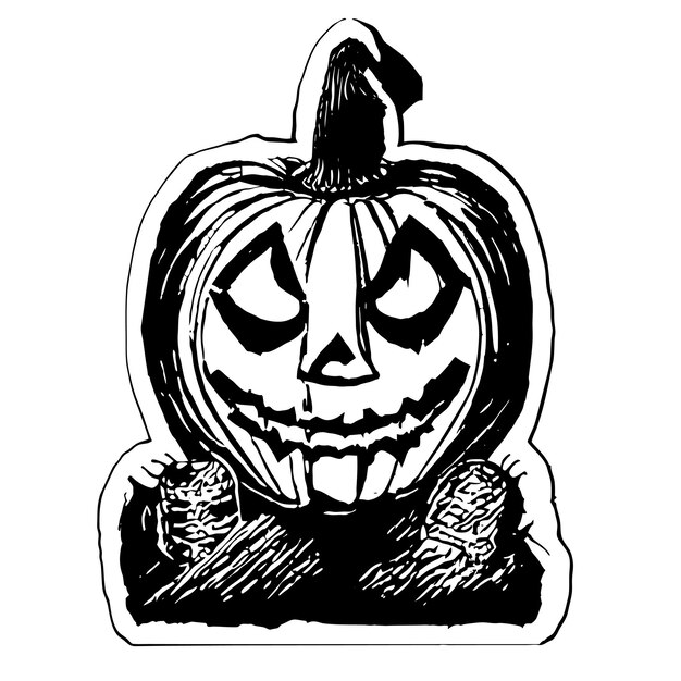 Vector halloween the spookiest day hand drawn cartoon sticker icon concept isolated illustration