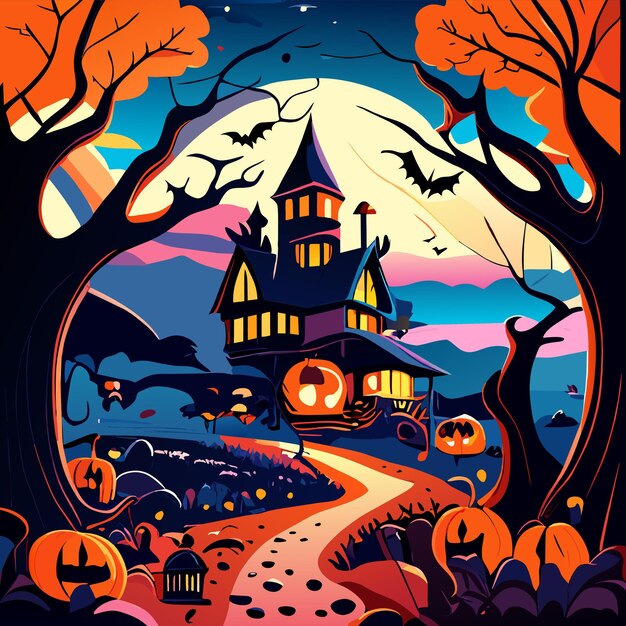 Halloween the spookiest hand drawn cartoon sticker icon concept isolated illustration
