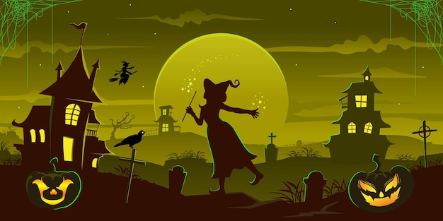 Halloween spooky cartoon illustration vector