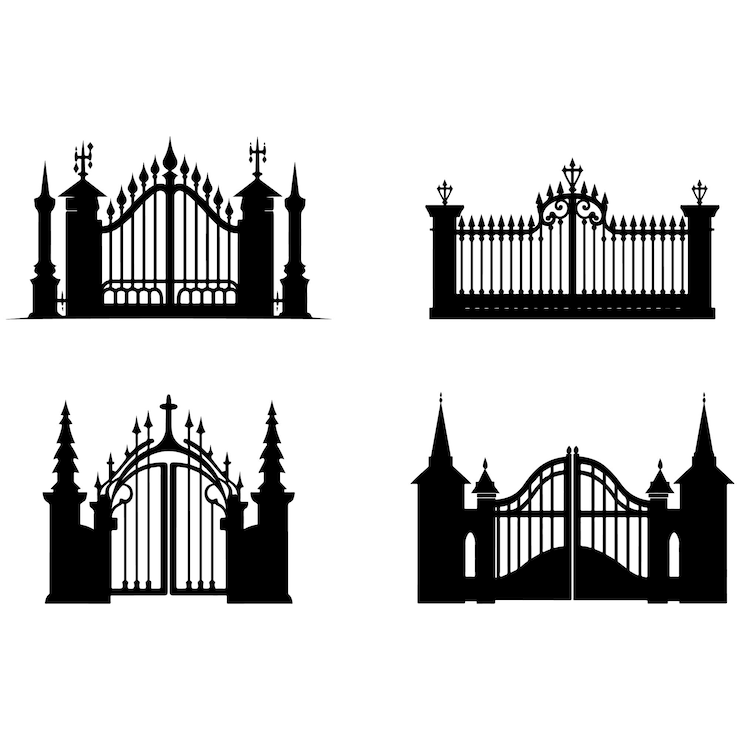 Vector halloween spooky cemetery gate collection